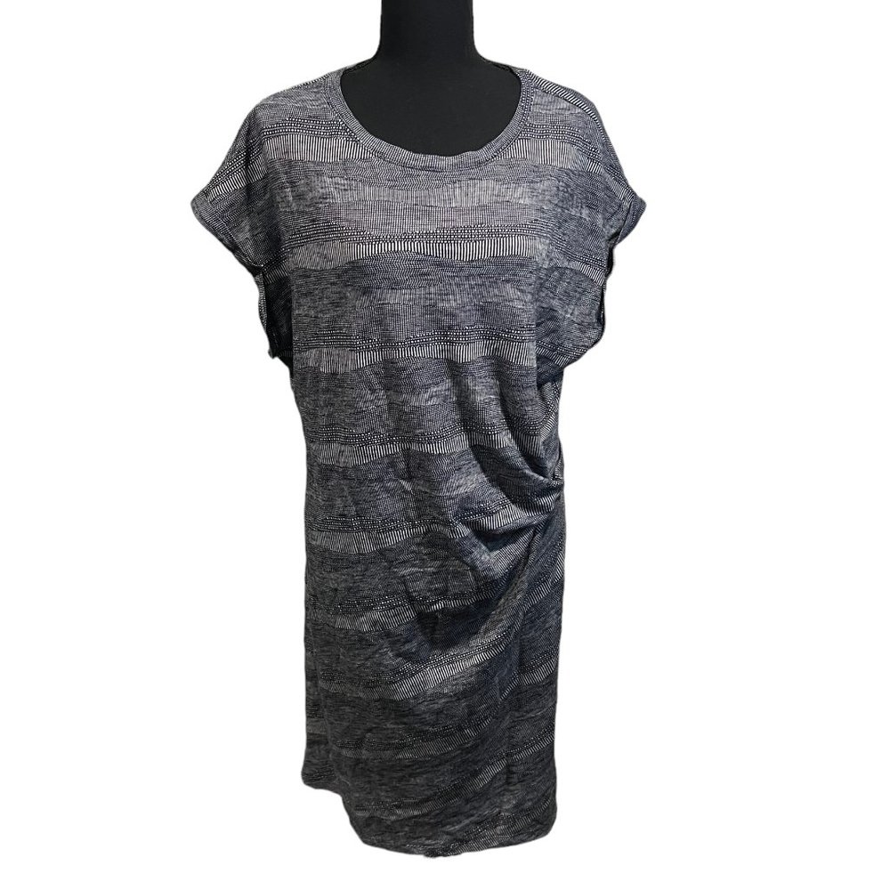 Time and Tru Womens Sheath Dress Pullover Short Sleeve Stripe Black Gray XXL